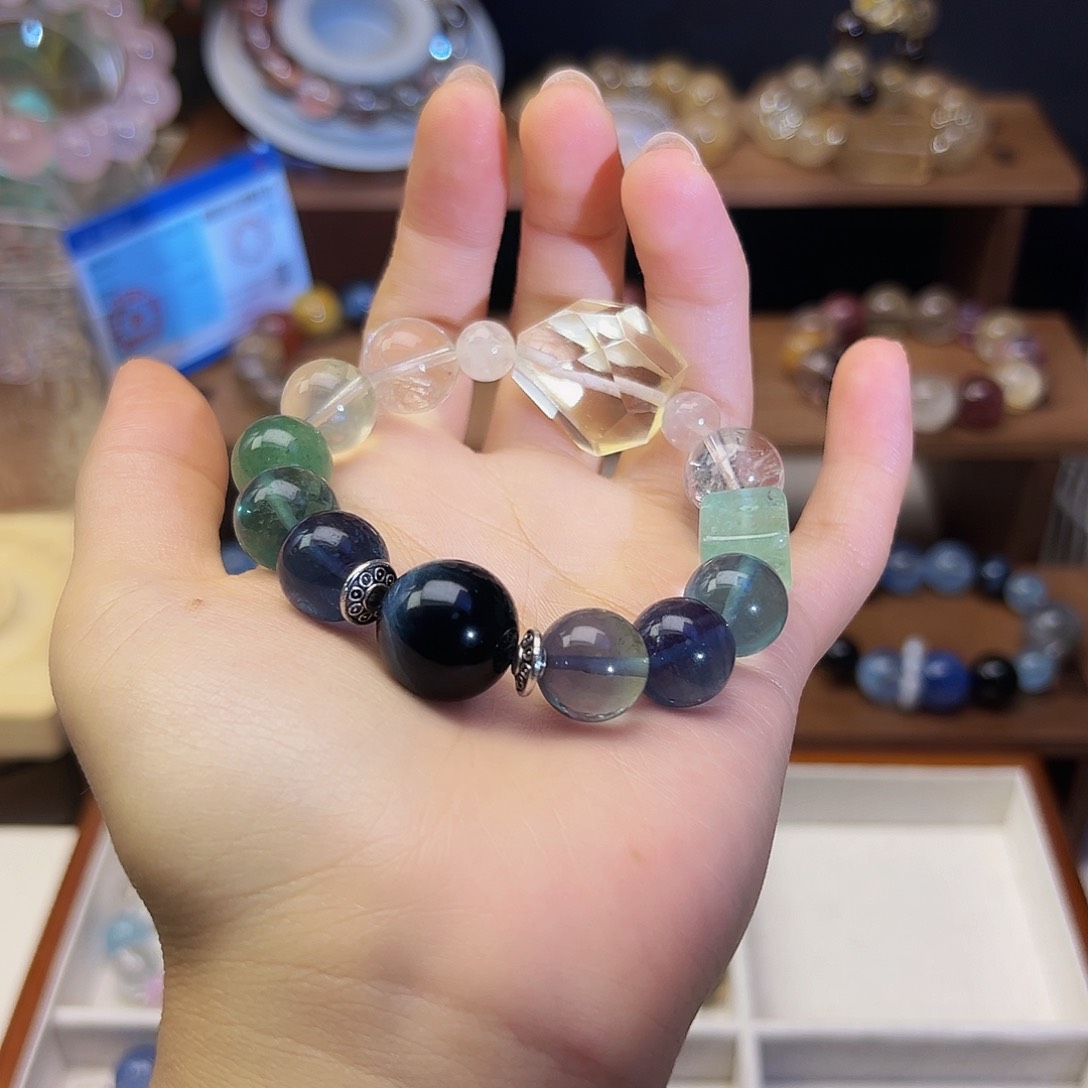 水晶手链合金蓝绿萤石