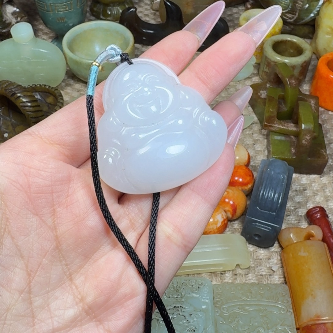 尘***梦吊坠白玉菩提挂件