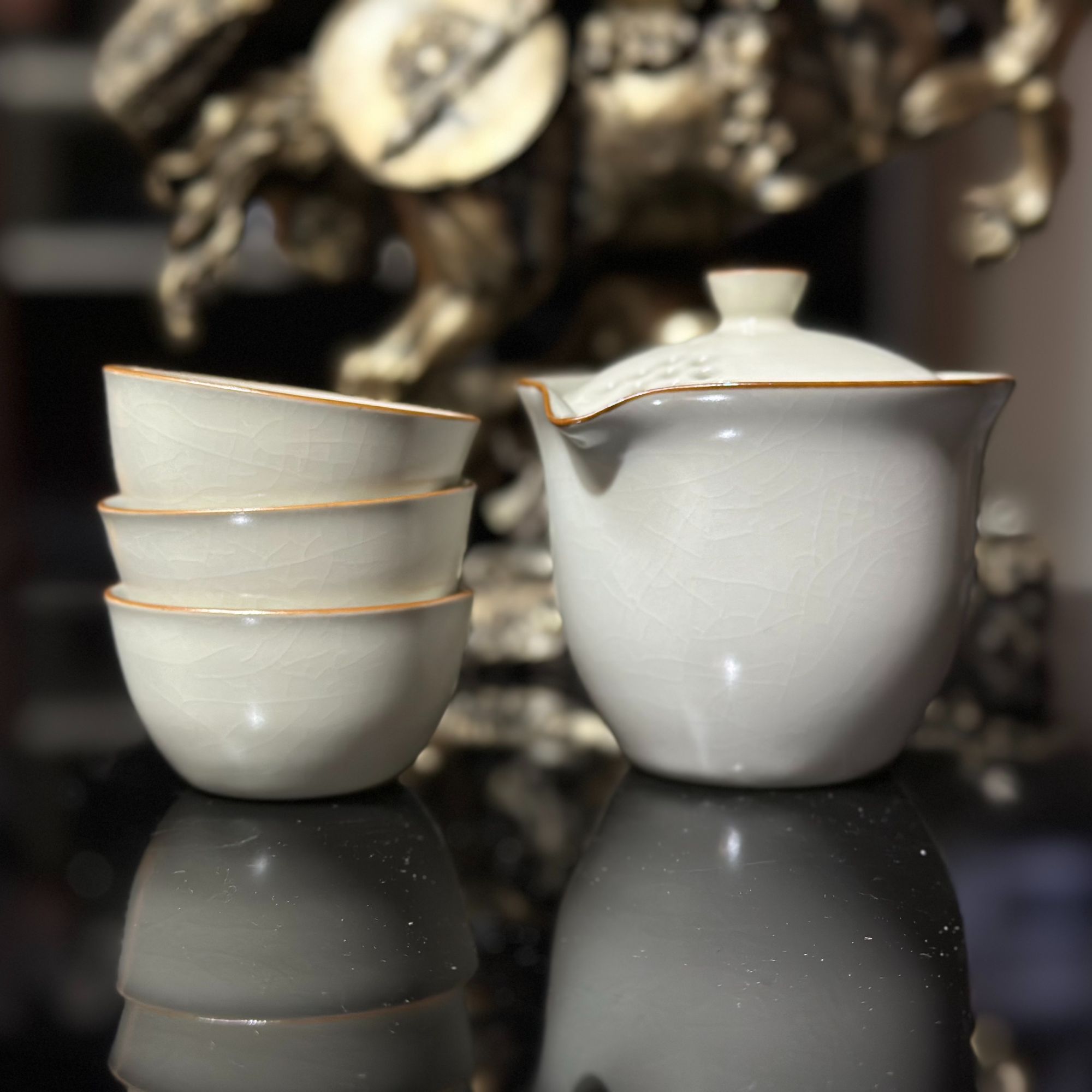 汝窑陶瓷旅行复古禅意一壶三杯--111