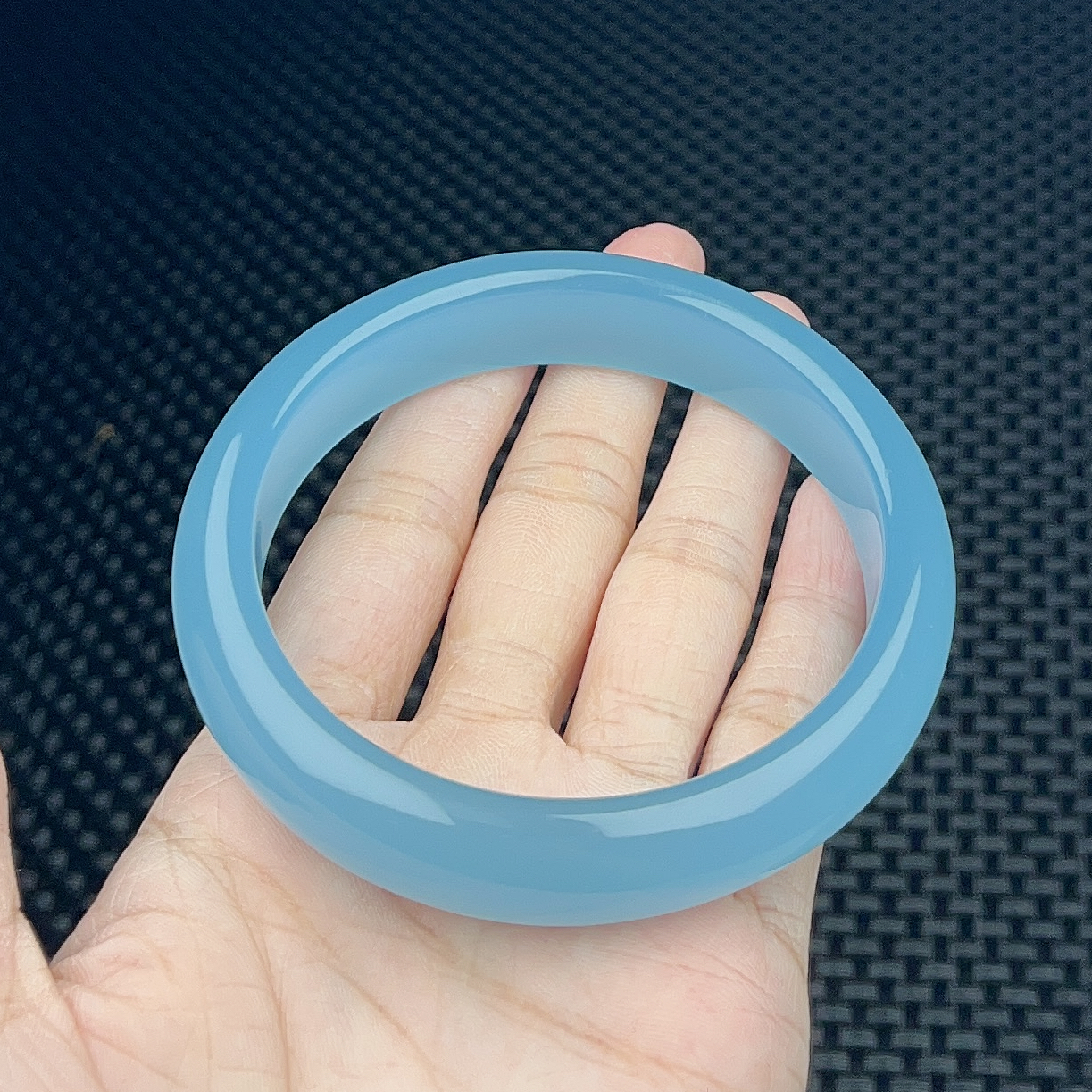 (老郑珠宝)W145透老蓝冰常规手镯精致精百搭美气质时尚