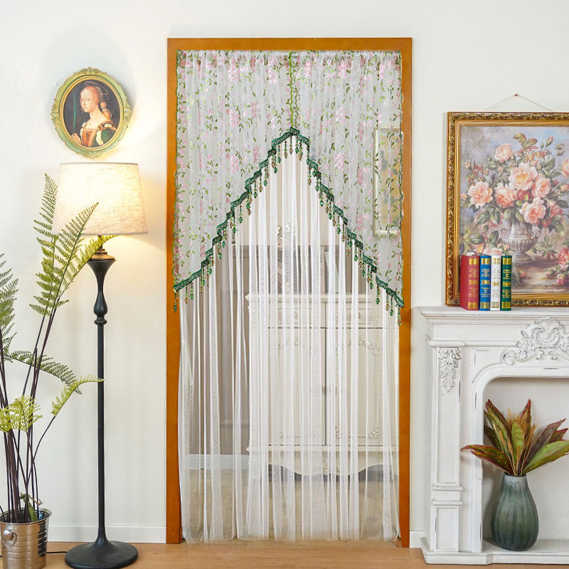 【洛可可加纱】门帘隔断帘蕾丝三角帘装饰帘防蚊挂帘厨房卧室短帘