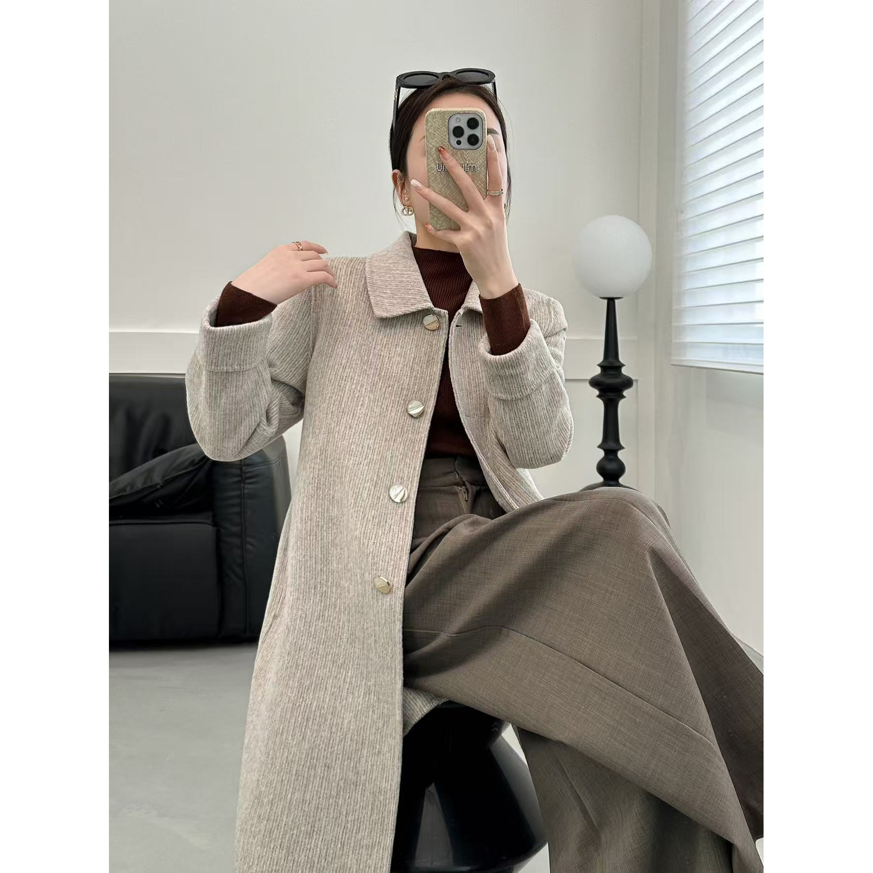 8097 M2297冬季新款外套女休闲显瘦百搭高级感毛呢大衣女