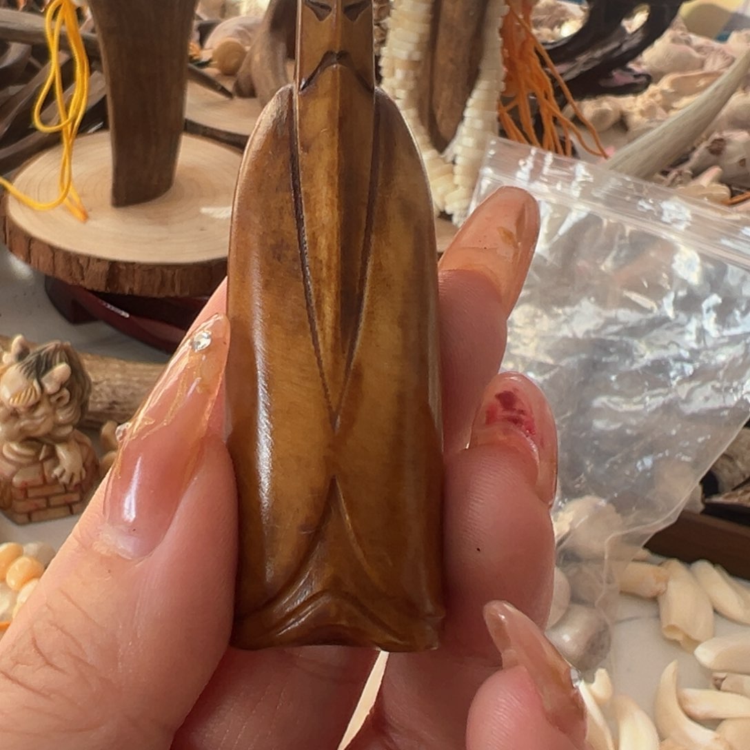 鹿骨把件孟***醋手把件