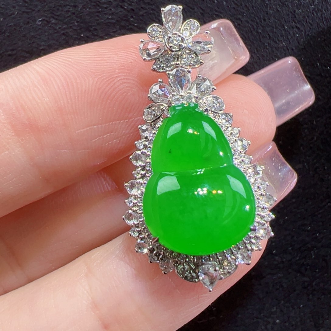 翡翠18K金镶嵌吊坠(不含链)吊坠