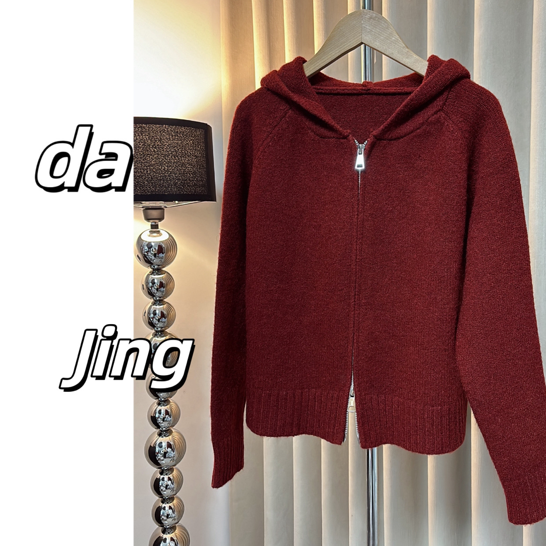 秋冬韩系双拉链外套小个子微宽松显瘦慵懒女士毛衣卫衣