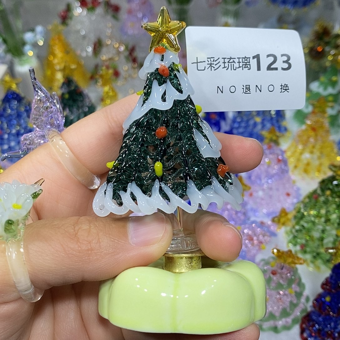 玻璃吊坠（不含链）123绿白带底座