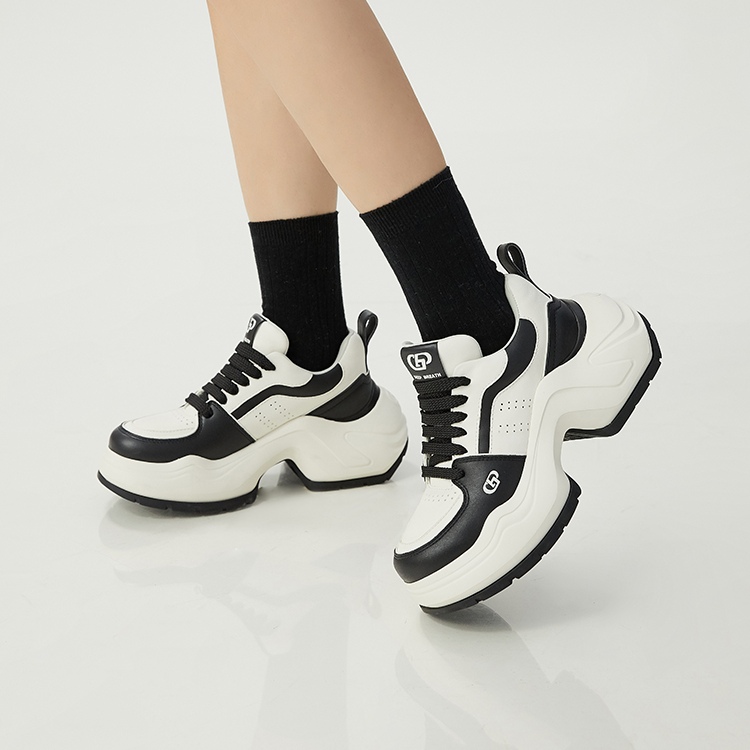 DEEP BREATH深呼吸女鞋 厚底真皮拼色休闲鞋老爹鞋AX12265