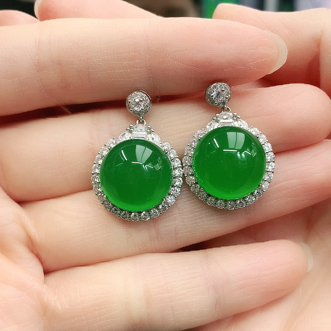 银S925镶嵌耳坠玛瑙/玉髓