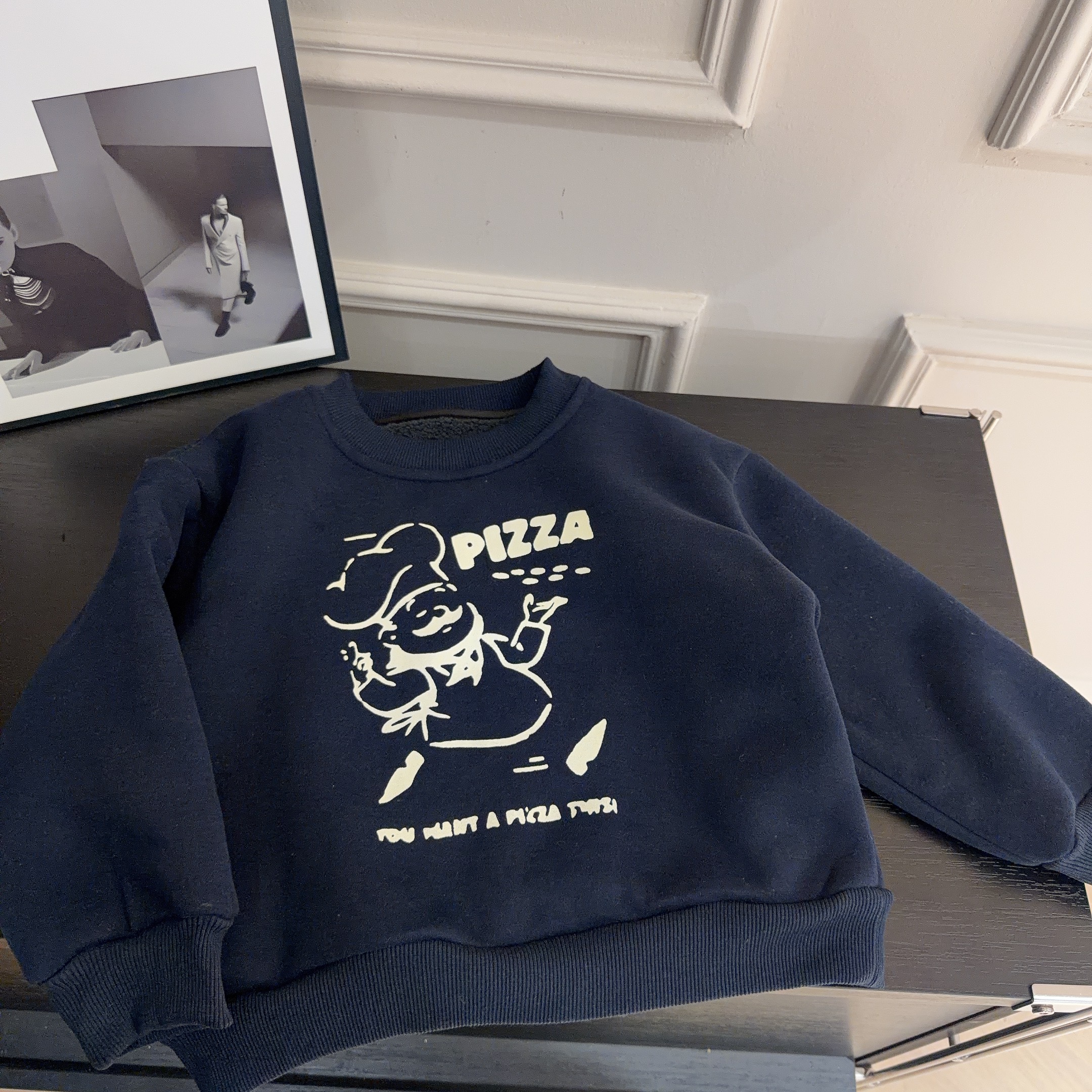 【两个小盆友】韩版冬季男女童宝宝休闲宽松卡通印花加绒卫衣880955