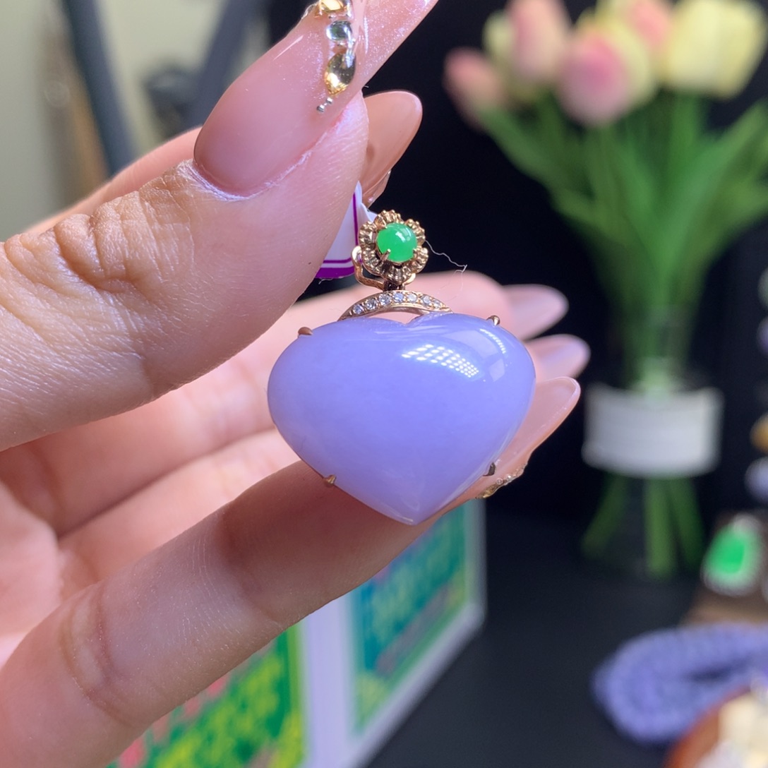 翡翠颈饰18K金镶嵌 天然