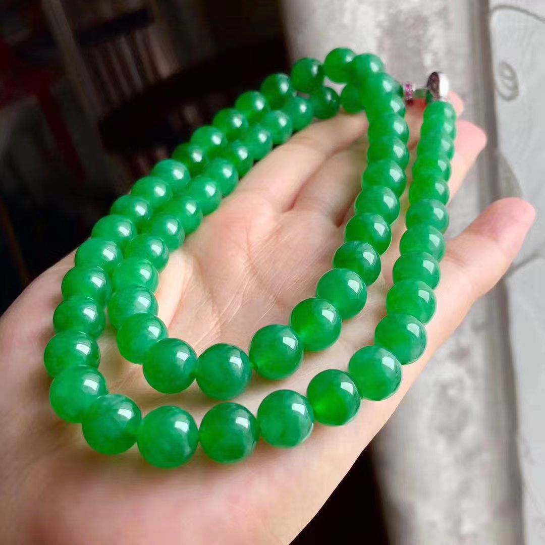 鹏哥翡翠 天然缅甸翡翠 定制翡翠珠链
