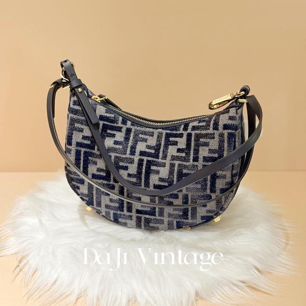 大吉中古/Fendi芬迪深蓝色月牙手提单肩包
