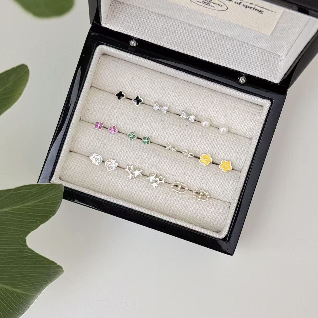 925银耳饰 纯银简约小巧精致百搭可爱小众彩色耳钉螺丝拧