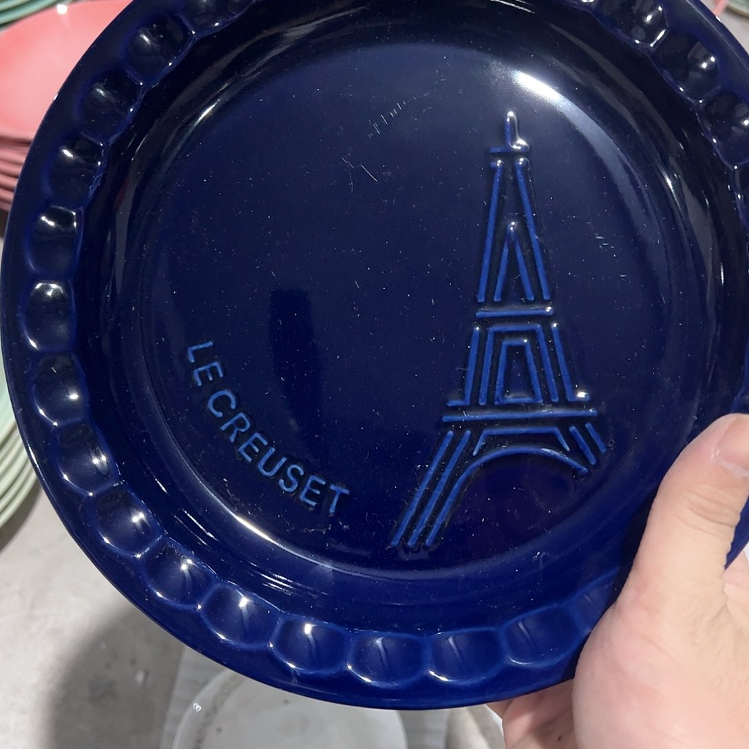 陶瓷 铁塔浅盘 宝蓝色色