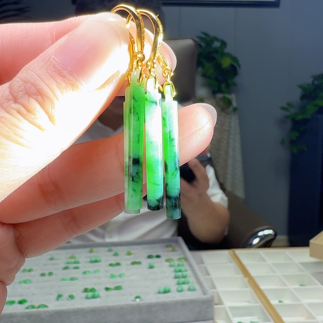 翡翠银S925镶嵌耳饰多样性发货其一