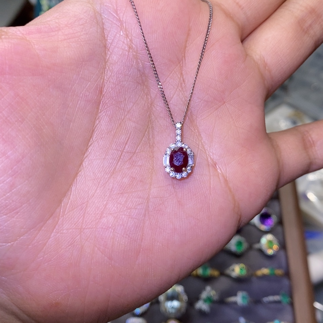 银S925镶嵌吊坠(赠链)红宝石