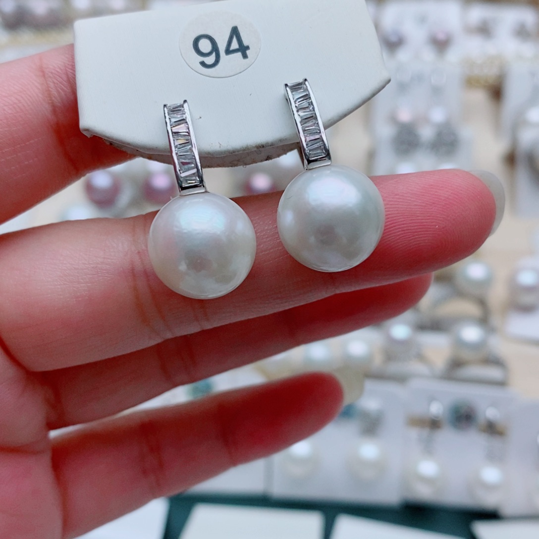 茉***a银S925镶嵌耳饰淡水珍珠12.8mm