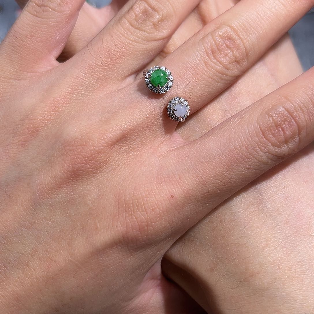 翡翠戒指银S925镶嵌gjjk