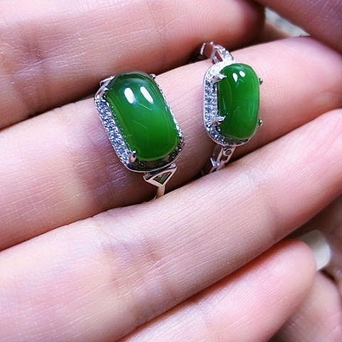 和田玉银S925镶嵌戒指