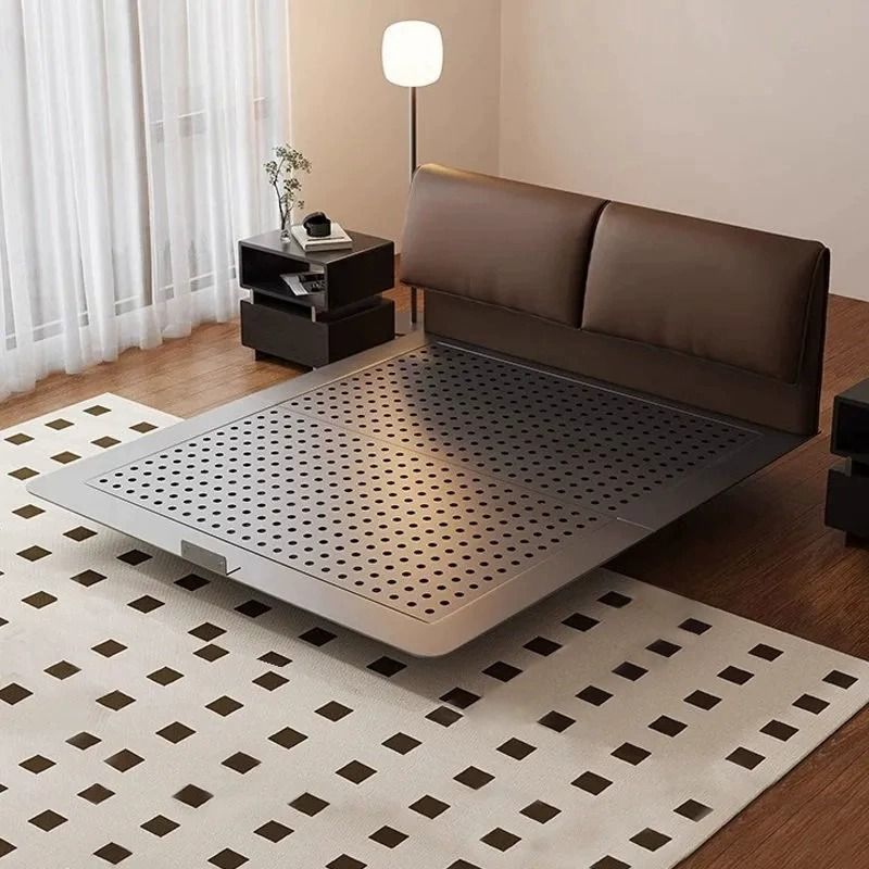 2025新款小户型真皮床现代简约大象耳朵钢架悬浮床不占空间极简床