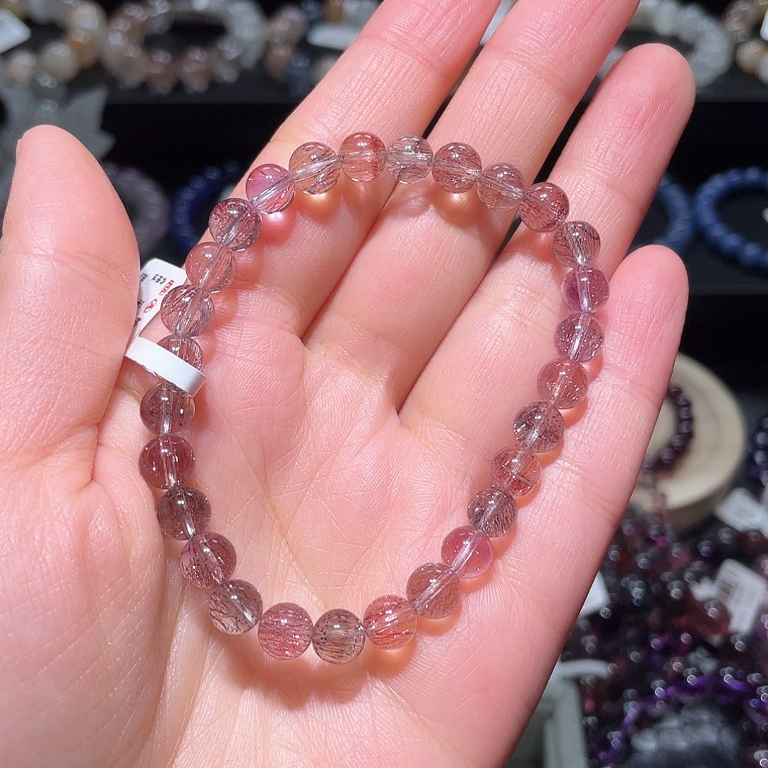 水晶手链未镶嵌超七手链，晶体通透