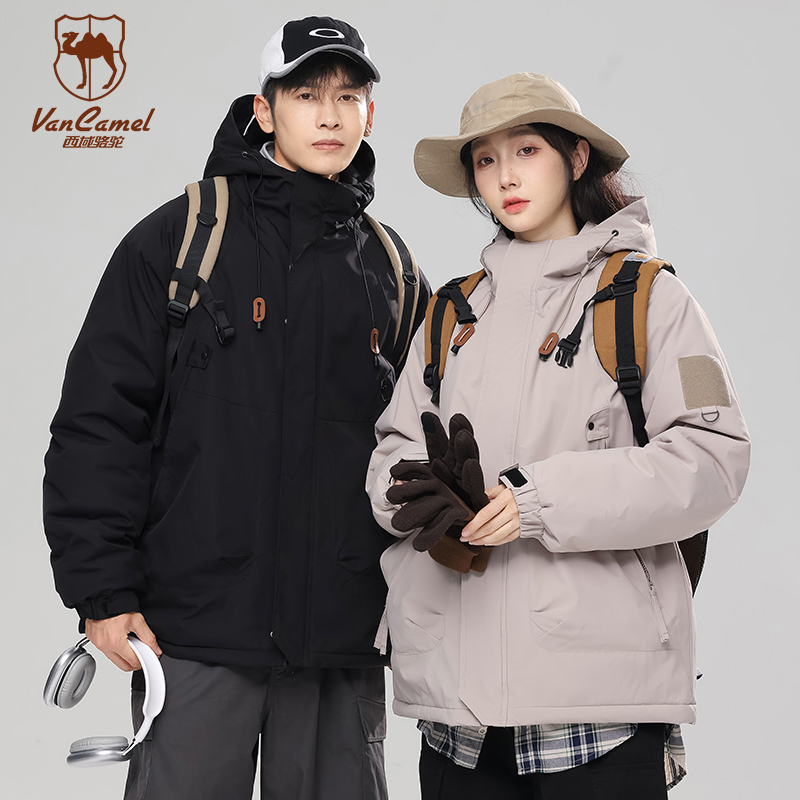 VANCAMEL/西域骆驼冬季情侣户外厚款保暖拉链棉服工装情侣JH890