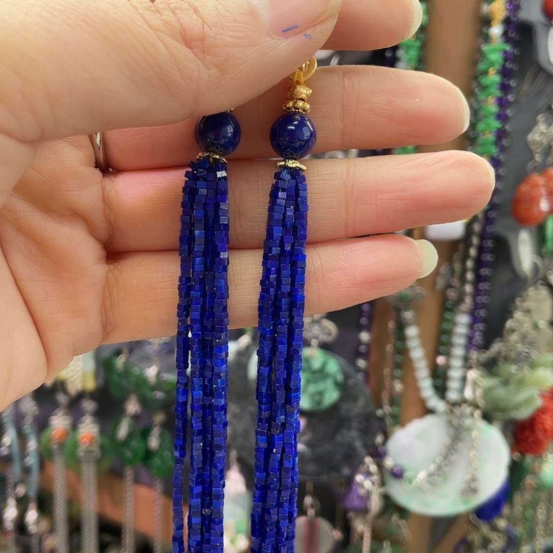 柠****青金石银S925镶嵌耳饰317hnjh