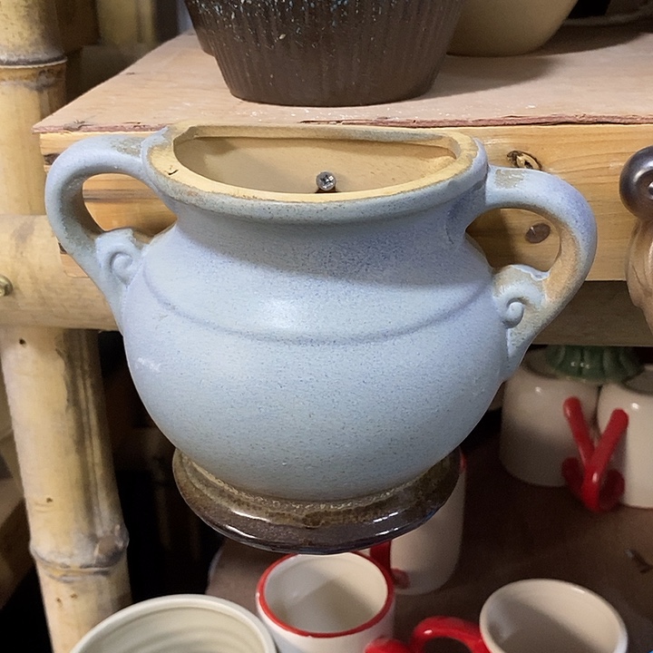 黑****摆件陶陶盆有孔 瑕疵针孔漏釉介意勿拍外口 10*6外高14