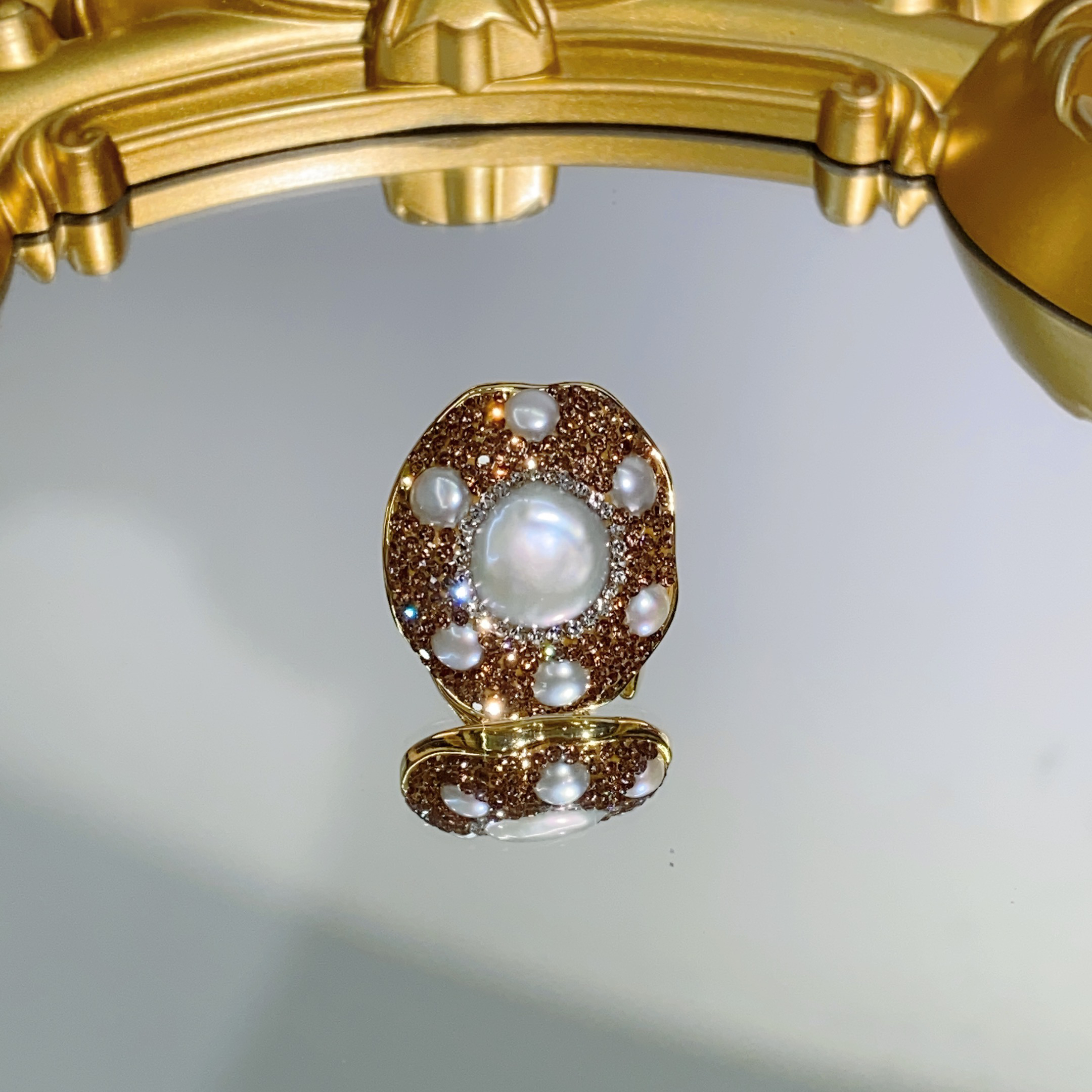 铜合金合成锆石戒指 TTSD 巴洛克ZZ金钻多裸面中古风戒指175