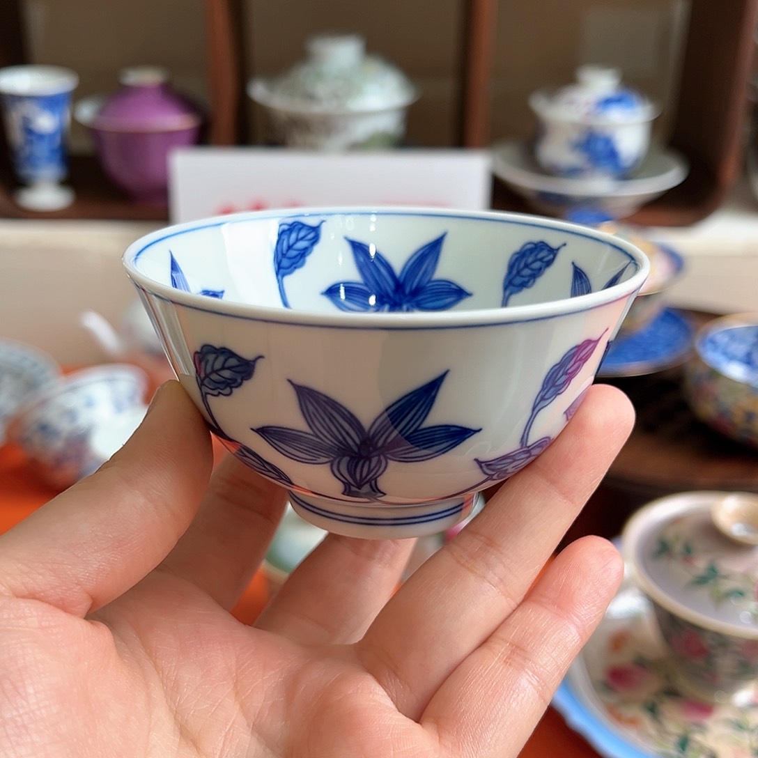 全品青花十二宫碗单杯