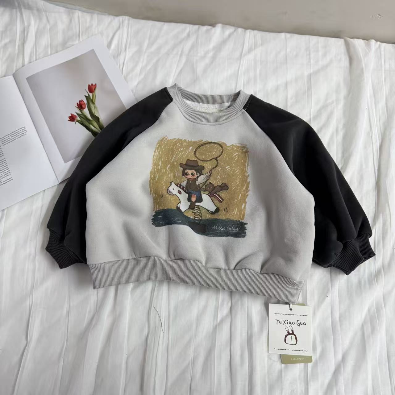 2025年冬季儿童新款休闲百搭宽松时尚31343插肩袖卫衣