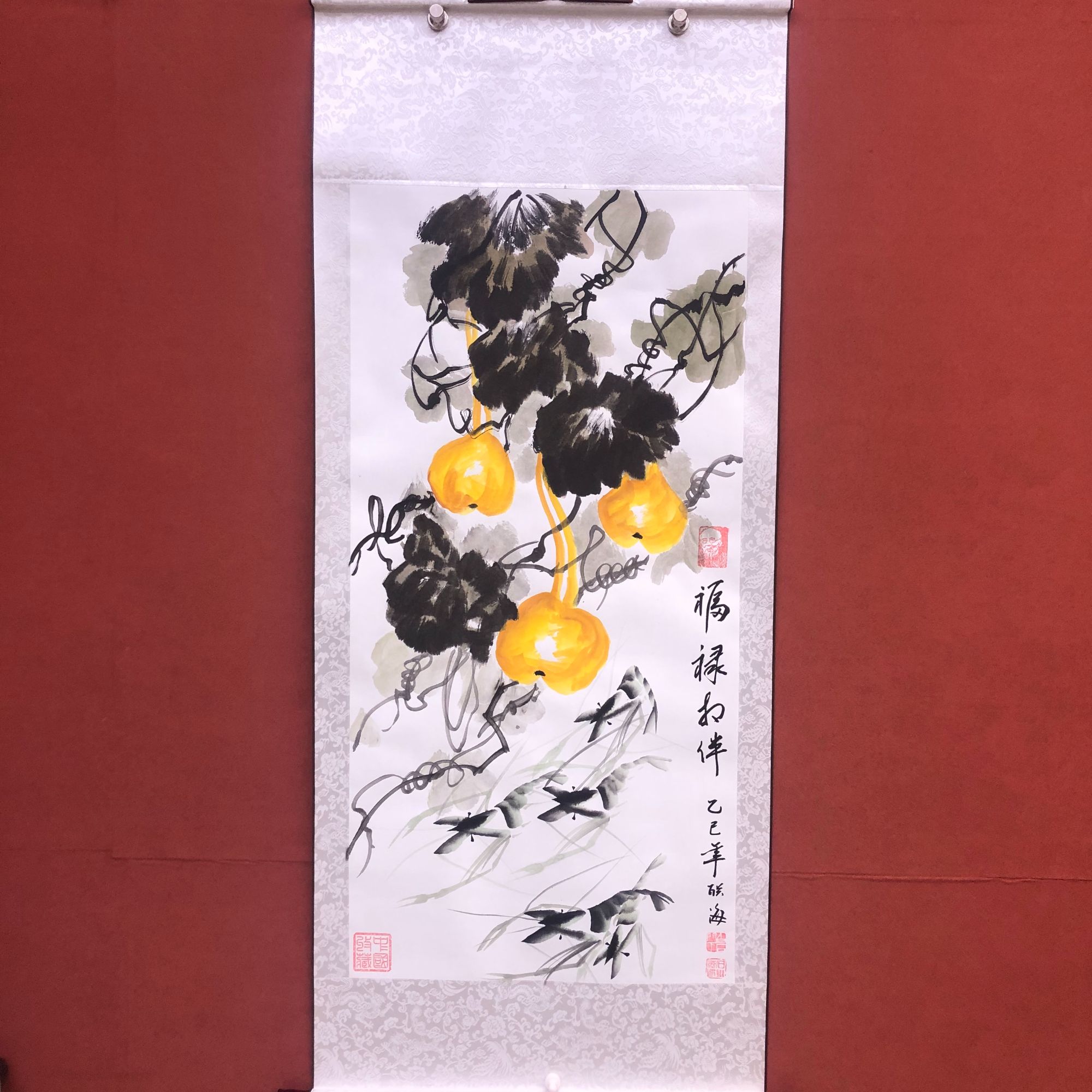 石联海作品  福禄相伴  三尺竖幅