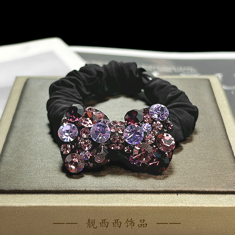 【LXX靓西西】编号393 紫色蝴蝶结优雅气质面膜发圈