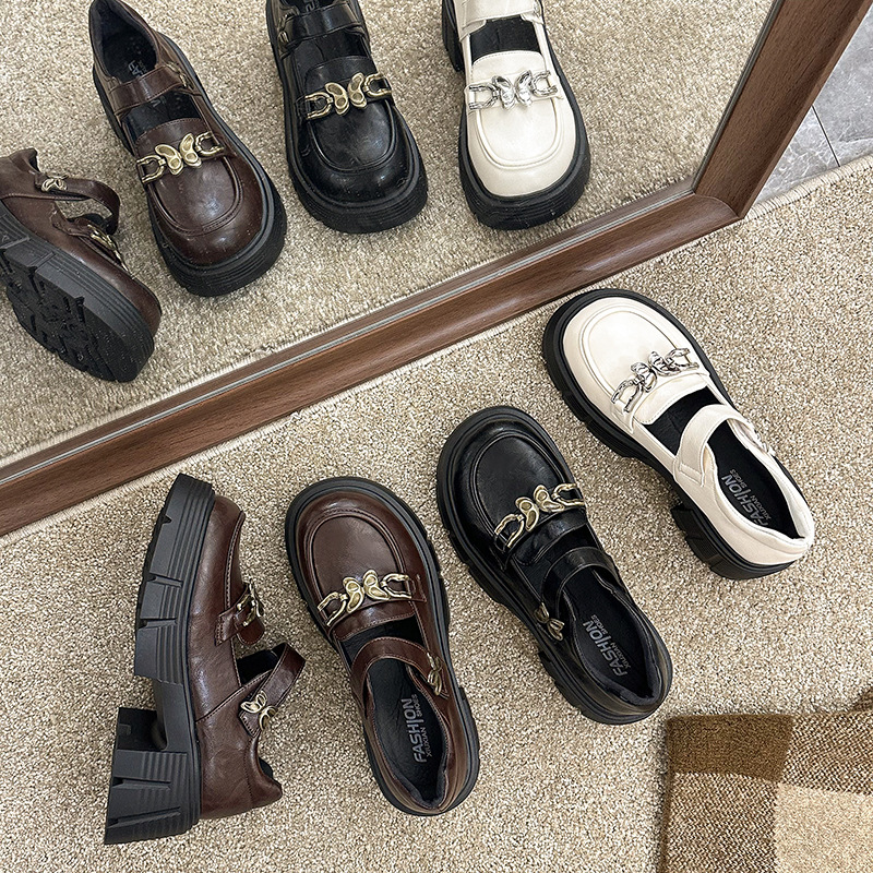 黑色甜美厚底玛丽珍单鞋女2025春秋新款复古英伦风圆头配裙小皮鞋