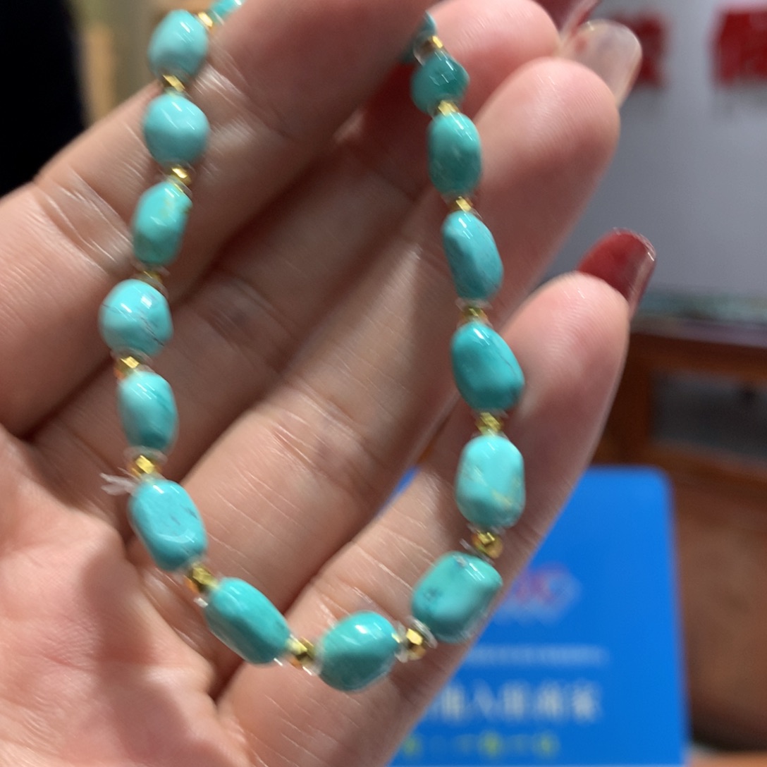 绿松石单圈银S925镶嵌