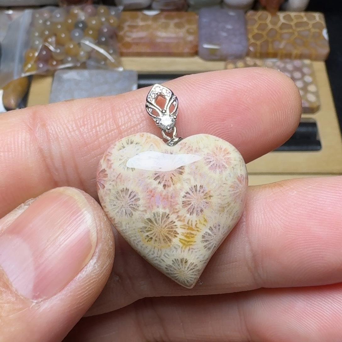 硅化玉纯天然色有机玉石银S925镶嵌