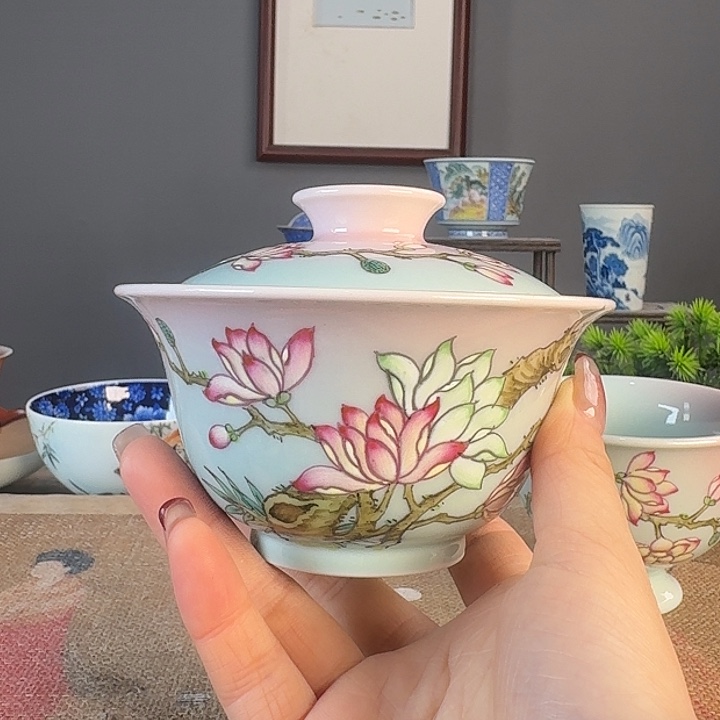 摆件景德柴烧多人茶杯