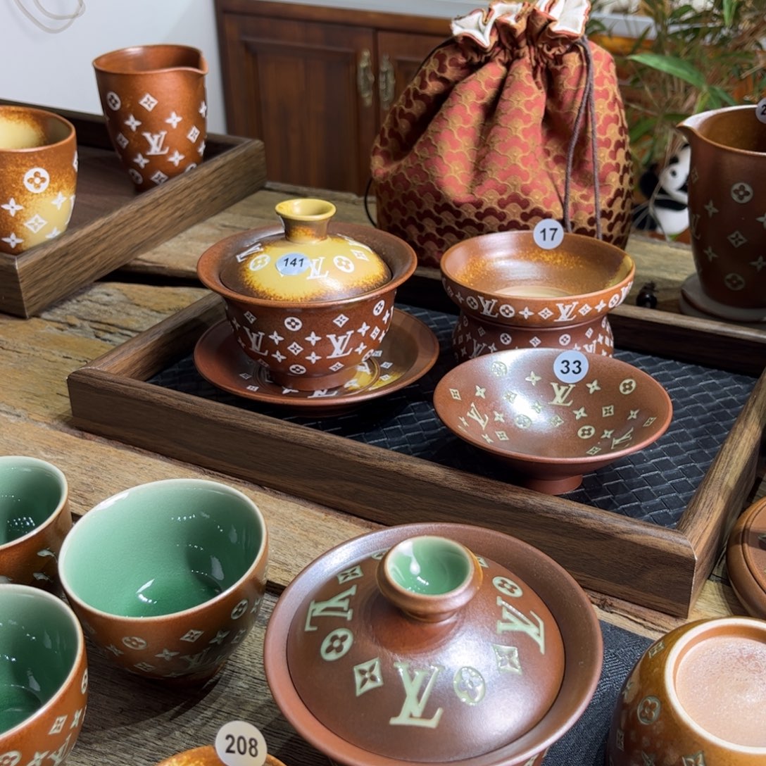 l***y草木灰老花套装填釉