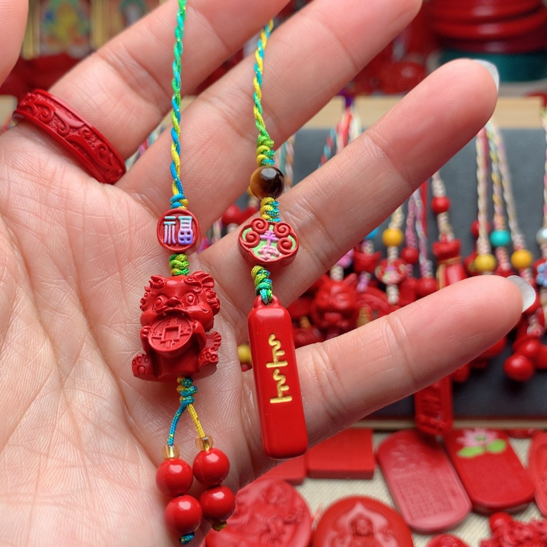 天然辰砂工艺品朱砂手机坠