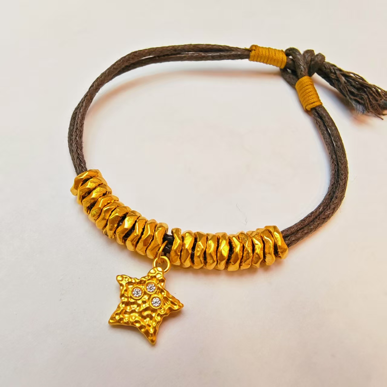 4#足金999  盘缠小星星 手工编织