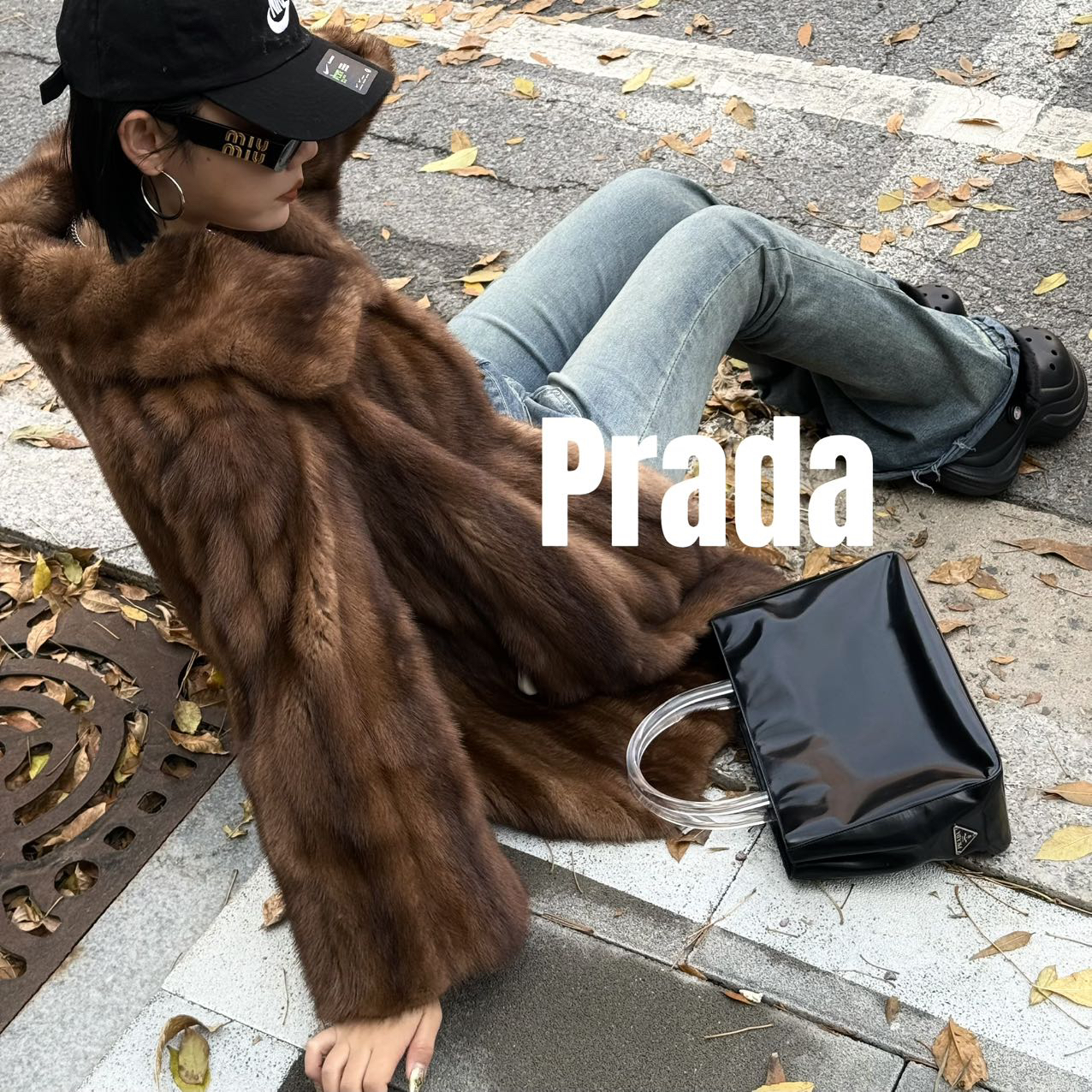 修复品619394/Prada/普拉达侧标透明手提包
