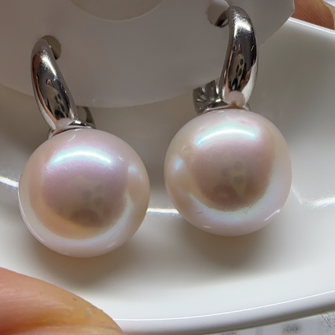 自***人耳饰淡水珍珠银S925镶嵌13.8