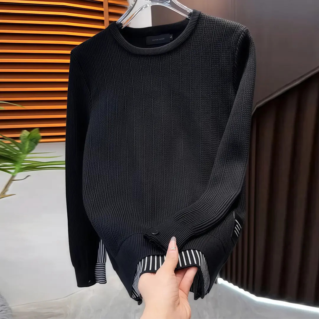 【专柜品质】男士秋冬高品质华夫格针织打底衫设计感时尚休闲毛衣9