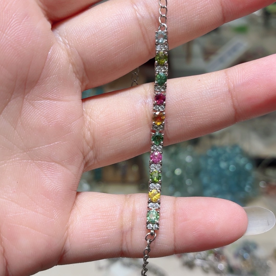 碧玺手链银S925镶嵌