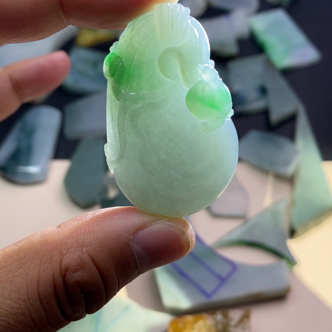 定制翡翠未镶嵌福袋毛货包抛光