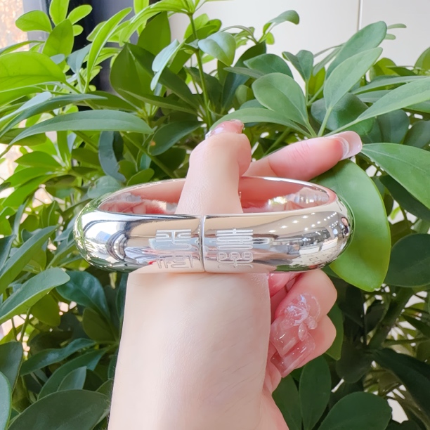 足银银制品 足银999 泥鳅背开口马蹄镯（定制不支持退款）