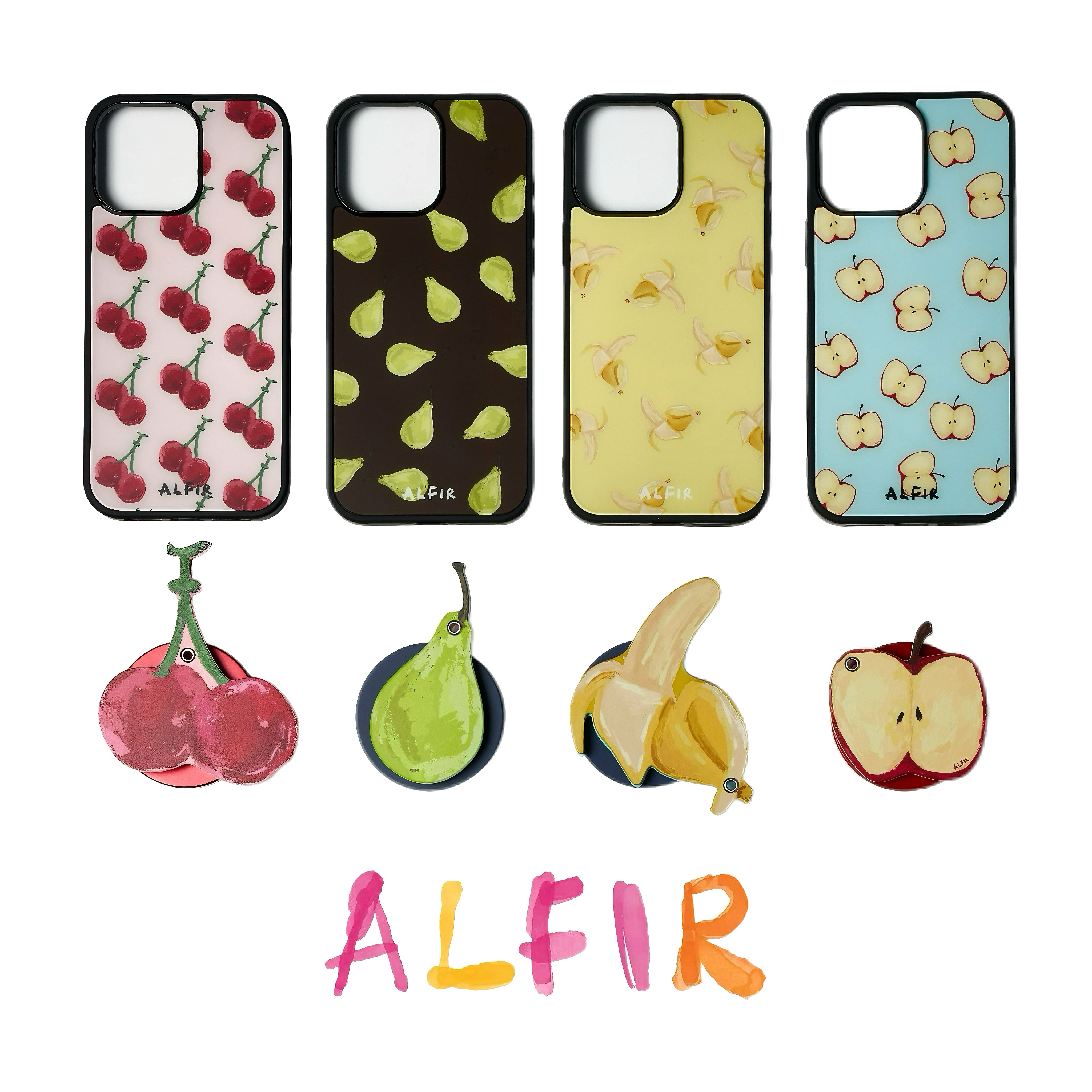 Alfir·复古果果磁吸手机壳/水果镜子支架苹果手机壳17磨砂超薄