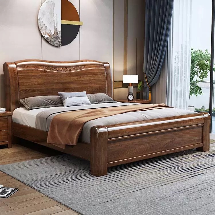 紫金檀木实木床1.8米新中式双人床主卧室1.5现代简约轻奢储物婚床