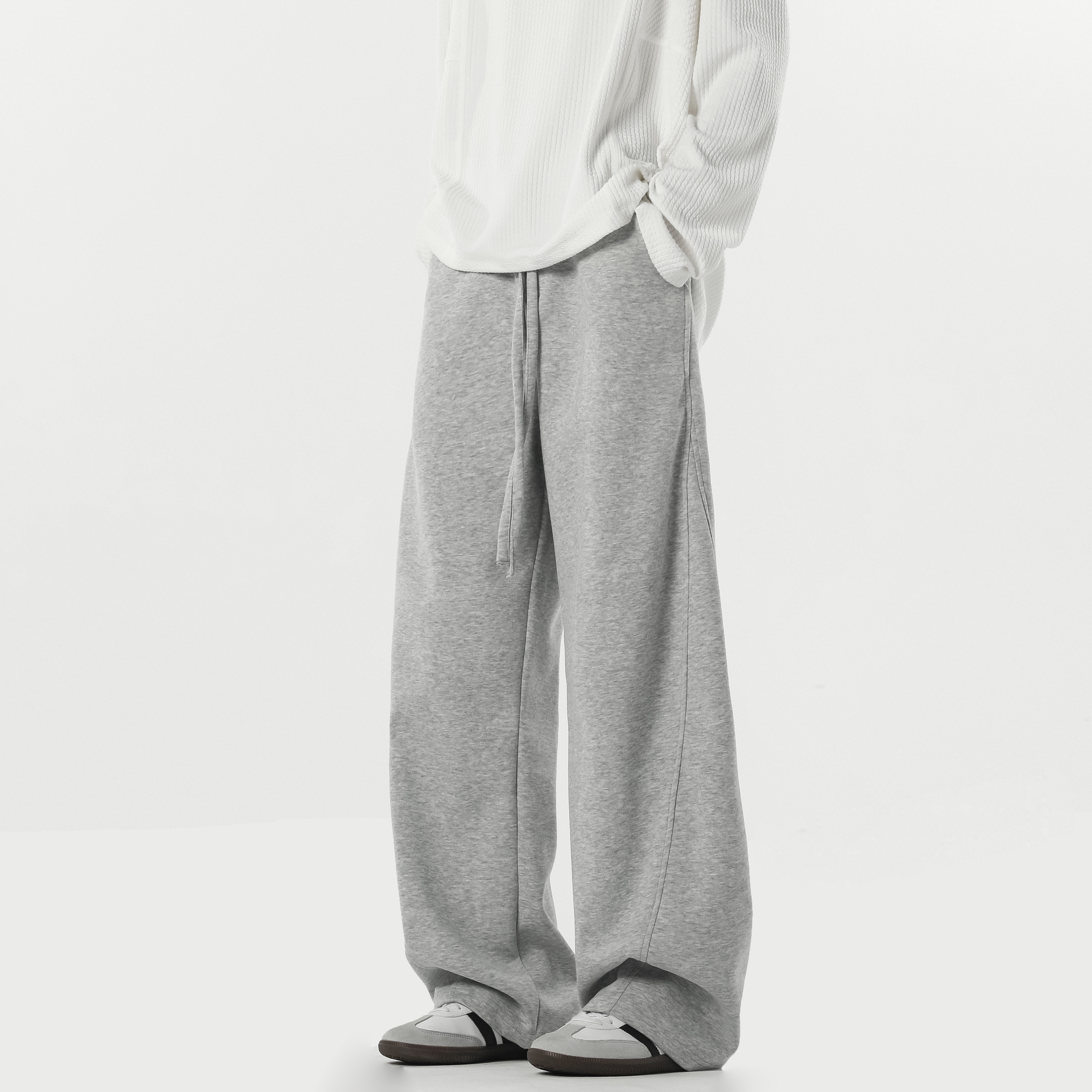 美式高街弯刀卫裤男女秋冬潮牌拼接阔腿运动裤重磅宽松休闲直筒裤