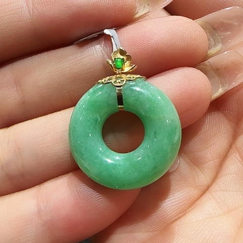 翡翠18K金镶嵌吊坠(不含链)